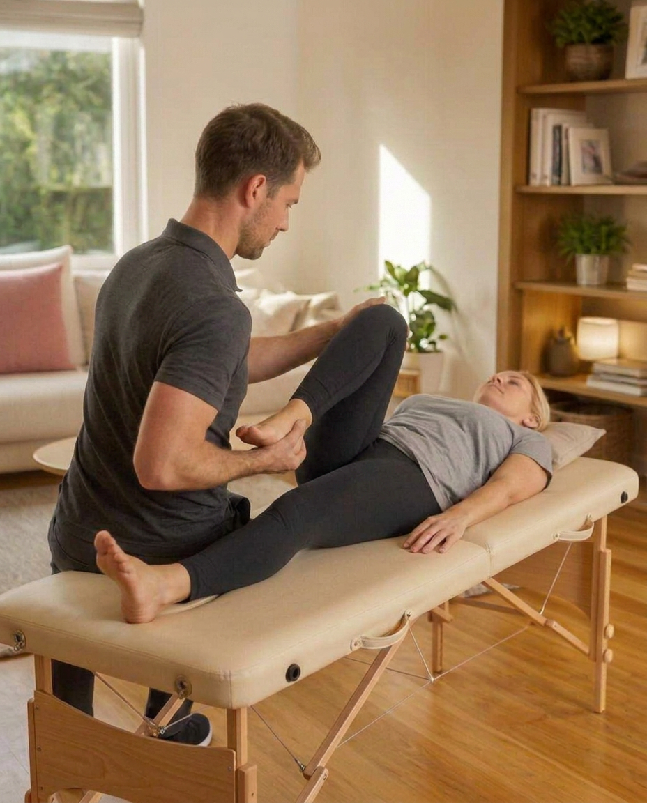 Physiotherapeut bei einer Behandlung
