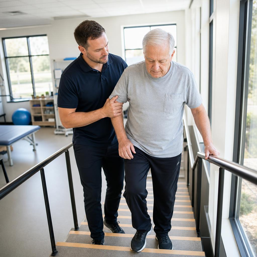 Physiotherapeut bei einer Behandlung